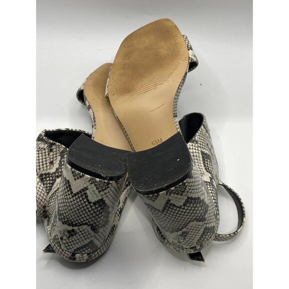 CALVIN KLEIN Women's Black-White Qeelin Snake Square-Toe Heeled Sandals SZ 6.5 - Picture 10 of 13
